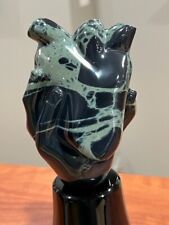 UNIQUE,RARE HAND CRAFTED ANATOMIC SPIDER WEB OBSIDIAN HEART, MEXICO picture