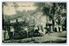 c1910 Barbers Scene, New Trenton Indiana IN Unposted Antique Postcard picture