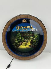 1979 Olympia Beer Ask For Oly Lighted Motion Sign Beer Barrel Waterfall Mancave picture