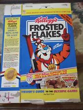 Vtg 1991 Kellogg’s  Frosted Flakes Viewers Guide to Olympics Cereal Box ~Empty~ picture
