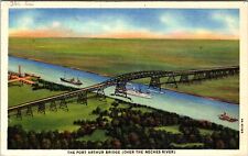 Port Arthur TX-Texas, The Port Arthur Bridge, Aerial, Vintage Postcard picture