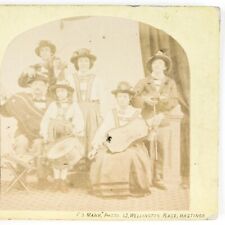 East Sussex Folk Musicians Stereoview c1870 Hastings England Music Group B2060 picture