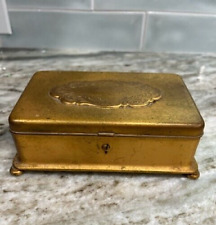 K & Co Copper Velvet Lined Jewelry Box Gold Color Plated Antique picture