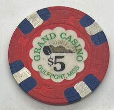 Grand Casino Gulfport Mississippi Casino Chip $5 Mississippi Red White Blue picture