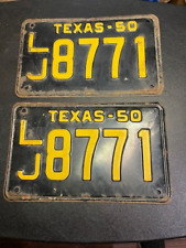 VINTAGE PAIR of 1950 TEXAS LICENSE PLATES with ORIGINAL PAINT picture