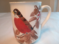 Vintage Otagiri American Robin Coffee Mug 10 oz Bird Cup, Gold Rim wear 4