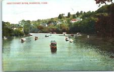 Norwich Connecticut CT Shectucket River View Boats Postcard picture