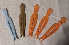 Vintage 1950s Rogers Clean-Grip Clothes clothespins Lot Of 5 Assorted picture