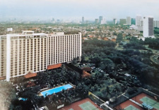 Jakarta Hilton International Hotel Aerial Postcard Indonesia 1980s picture