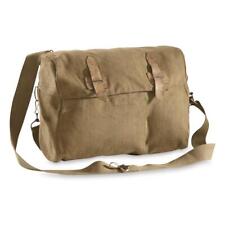 Used Belgian Military Surplus Canvas Shoulder Bag Leather Straps Metal Buckles picture