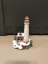 White LIGHTHOUSE SCULPTURE Winter Scene by Classic Treasures - 5 1/2” High  picture