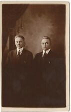 Postcard RPPC 2 Men in Studio in Suits c1910  Real Photo   picture