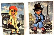 Vintage 60s Big Eyes Postcards Bonnie and Clyde 1968 Michel T Krisarts France picture