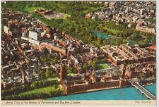 LONDON ENGLAND Arial View of Parliament and Big Ben Chrome Postcard picture