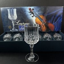 6 Vtg Cristal D'Arques Longchamp Clear Glasses Wine Glass Water Goblet 7.25