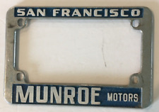 San Francisco Munroe Motors vintage metal motorcycle license plate frame picture