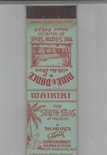 1930s Matchbook Cover Crown Match Co South Seas At Waikiki Honolulu, HI picture