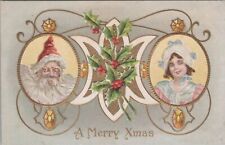 Postcard Merry Christmas Santa Claus + Mrs Claus  picture