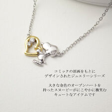 Snoopy Woodstock Beagle Hug Happy Yellow Heart Necklace Silver 925 from JP g2308 picture