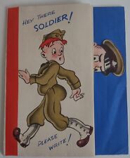 Hey There Soldier Please Write Pop Out multi page 1940's WWII era Greeting Card picture