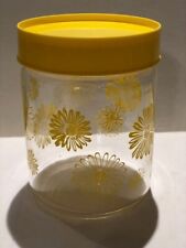 Vintage 1970s Corning Glass Yellow Daisy Jar Canister Tight Seal Pop Lid picture