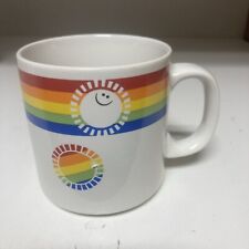 VTG 80’s Russ Berrie & Co RAINBOW Smiley Sun Face Coffee Mug Cup #8005 EUC picture