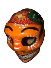 Day of the Dead Skull Hand Painted Clay Mexican Pottery Red picture