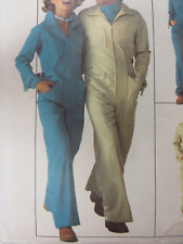 Vtg 70's Simplicity 7620 ZIPPED LEISURE SUIT JUMPSUIT Sewing Pattern Men Size 44 picture