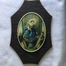 VTG 1920's Ave Maria Rosario Plaque About 12” W Bubble Plastic Or Glass Cover picture
