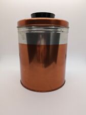 Vintage PARMECO Parker Metal Dec. Co. Canister with Lid Copper and Silver Color picture