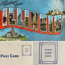 Postcard IL Large Letter Greetings from Illinois EC Kropp Linen 1940s picture