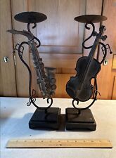Vintage Candleholders Musical Instrument Statue Music Instrument Bookends picture