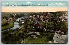 Galena Illinois~Birdseye View~Galena River~Wagon & Railroad Bridges~Train Tracks picture