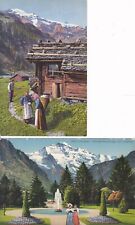 Switzerland, c 1910, Women/ Interlaken w.Fountain & People Outside Mountain Home picture