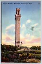 Provincetown MA-Massachusetts, Pilgrim Memorial Monument, Vintage 1957 Postcard picture