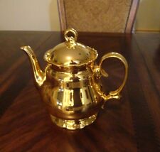 Vintage 6 cup Gold Porcelain 3 pint Teapot w Mark and Number 2328 Golden China picture