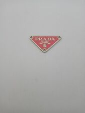 2 Pieces 38mm Prada Logo Triangle with trim  Silver tone Button  Zipperpull picture