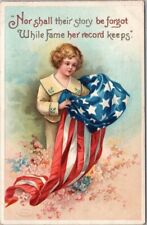 Artist-Signed CLAPSADDLE Decoration Day Postcard Girl w/ U.S. Flag / 1911 Cancel picture
