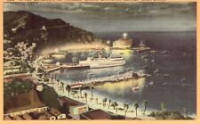 Linen Postcard - After Sundown at Avalon, Santa Catalina Island - California picture