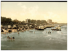 England. Margate. Beach and Ladies' Bathing Place.  Vintage Photochrome by P.Z picture