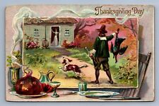 Postcard Vtg Holiday Tuck's Thanksgiving Day No 175 Turkey Hunt Dog Feast picture