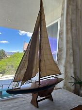 Sailboat Model Large Wood Yacht 1895 Cup Racer Type Vintage Classic Decor picture