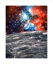 EARTHRISE, TOUCHED BY THE MOON - FIRE, CANVAS PRINT BY CHRIS CALLE, SPACE picture