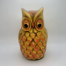 Vintage 1970’s Groovy Hoot Owl Handcrafted Retro Ceramic Coin Bank MCM 6” Tall picture