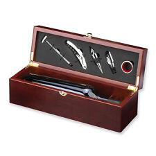 Stainless Steel Bar Tools in Rosewood Finish Wood Wine Storage Box Set - Include picture