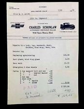 Vintage Letterhead 1930s Chevrolet Auto Repair Receipt - Hollywood Calif picture