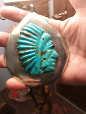 Huge Vintage Signed Platero  Candelaria Turquoise 925 Pendant Native American picture