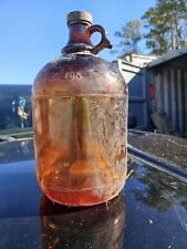 Vintage Amber Brown Glass Bottle One Gallon Jug Liquor Jar picture
