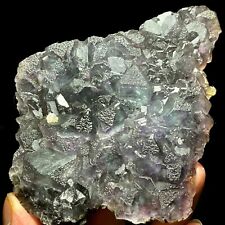 262g Natural magic purple Blue cubic fluorite calcite zeolite sample C65 picture