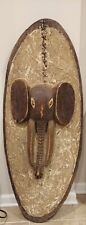 African Tribal Shield With Elephant Carving Handmade picture